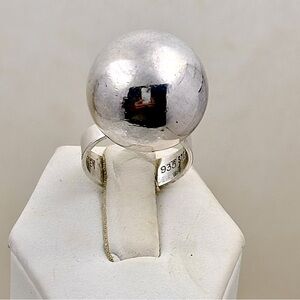 Vintage ALTON Sweden Modernist Sterling Ball  Ring - Size 6.5